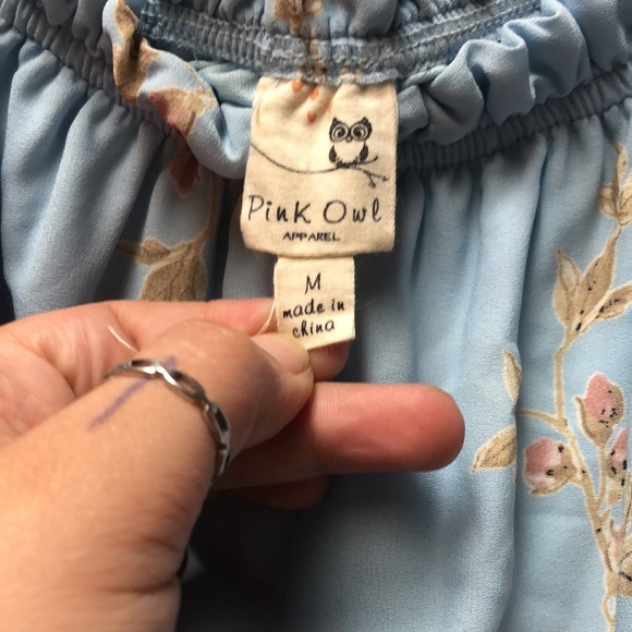 Pink Owl Off the Shoulder Romper - Picture 2 of 2